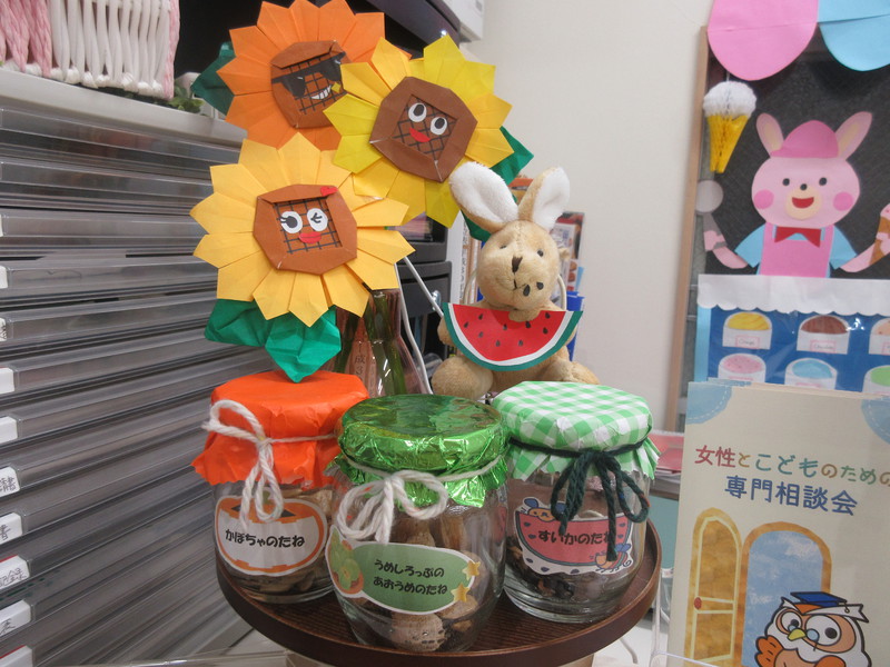 事務所前も夏仕様🌻色んな種、見てみてね！