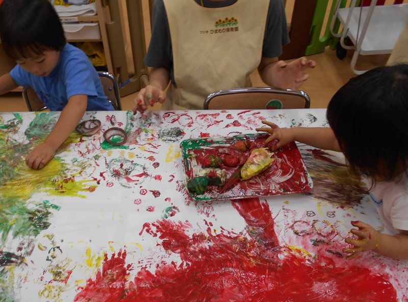 野菜スタンプでいろんな形を楽しみました✨