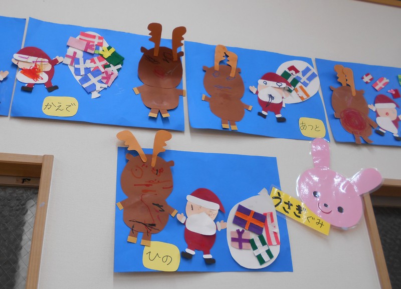 12月制作　トナカイとサンタクロース　うさぎ組