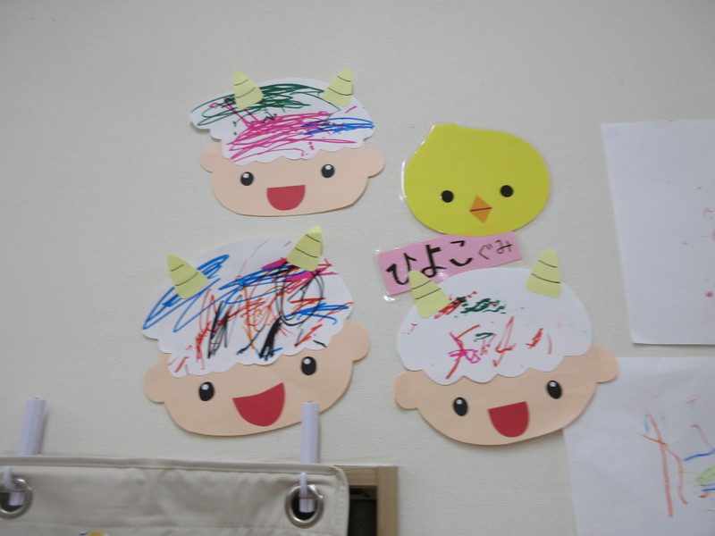 １月制作　おにさん　ひよこ組