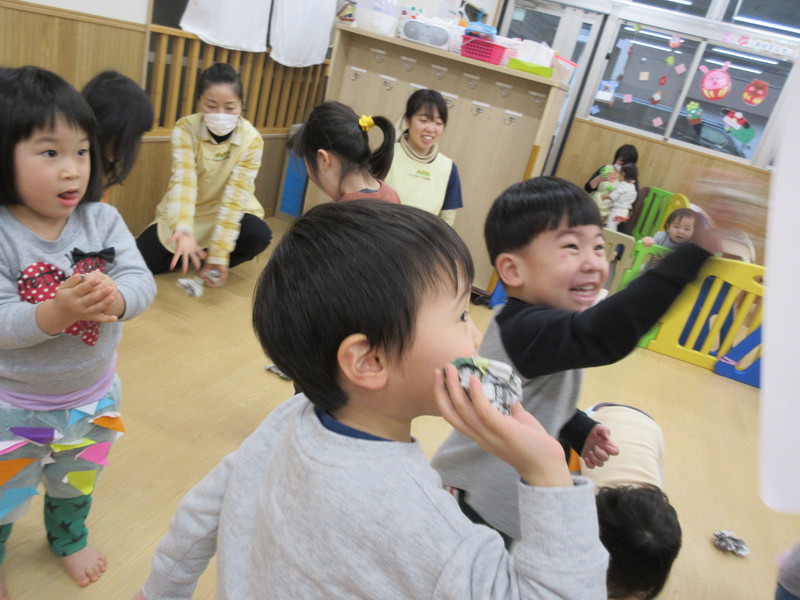 もうすぐ節分！鬼退治の練習だ！