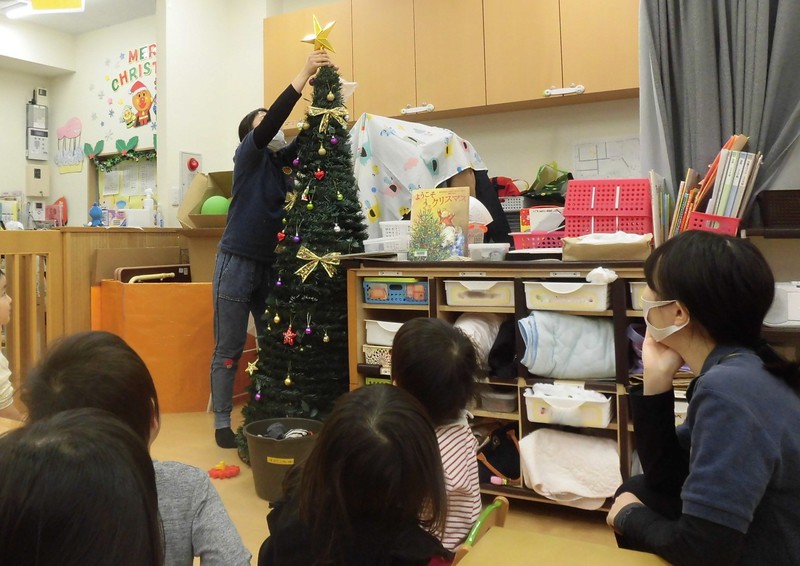 最後にきらきら星をつけて完成🎄