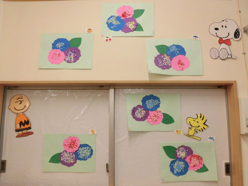 うさぎ・ぱんだ6月制作「あじさい」🐌